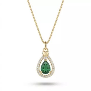 Colar Gotinha Esmeralda – Banhado a Ouro (cód. z.4-K)
