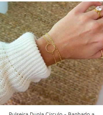 Pulseira Dupla Círculo – Banhado a Ouro (cód. z.9-E)