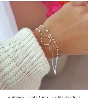 Pulseira Dupla Círculo – Banhado a Prata (cód. z.8-H)