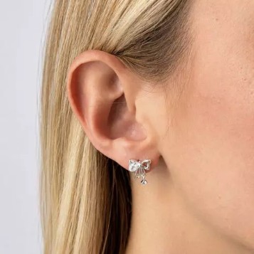 Brinco Laço Cristal – Banhado a Prata (cód. z.18-J)