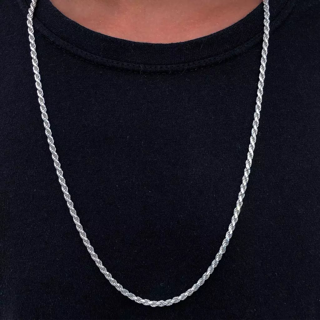 Colar fio baiano masculino 3mm 60cm - Prata cod342