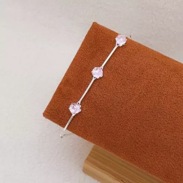 Pulseira Bolinhas Rosinha – Banhado a Prata (cód. 38-G)