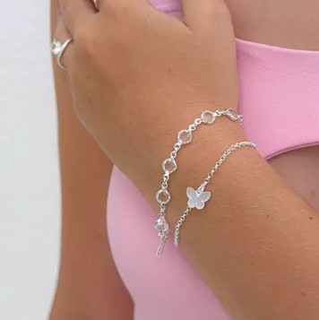 Pulseira Cristais – Banhado a Prata (cód. z.7-C)