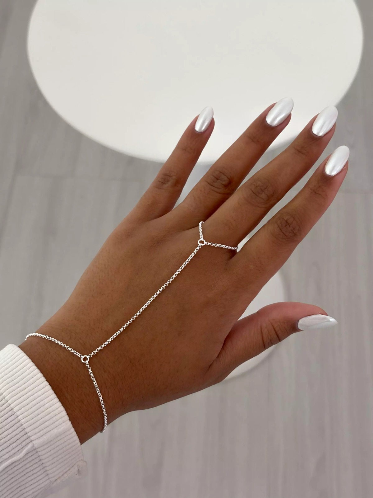 Hand Chain Elo Portugues - Prata cod917