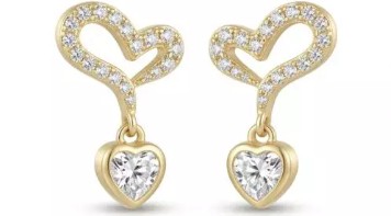 Brinco Corações – Banhado a Ouro (cód. z.16-D)